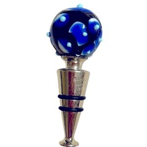 Authentic Murano Glass Wine Stopper in Cobalt Blue